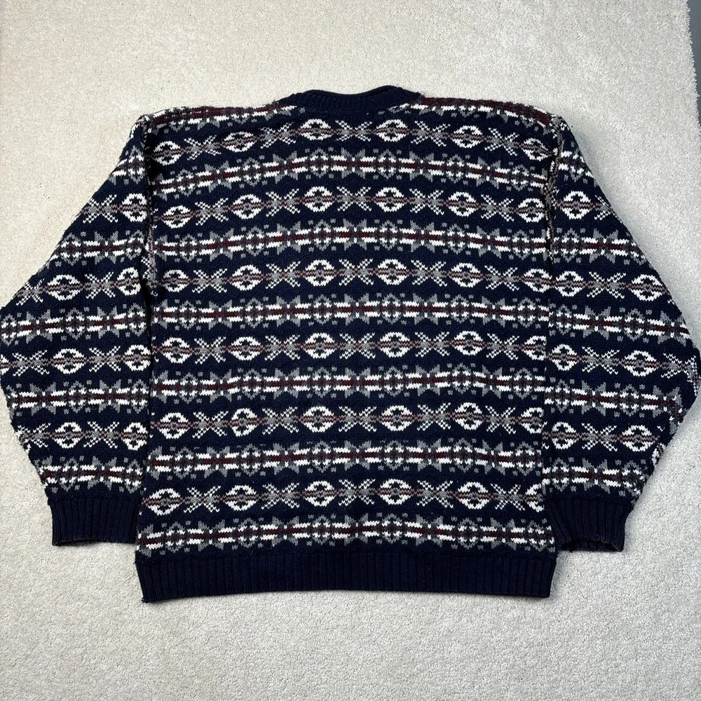 VINTAGE Liberty Sweater Adult‎ Large Multicolor Geometric Holiday USA Made READ